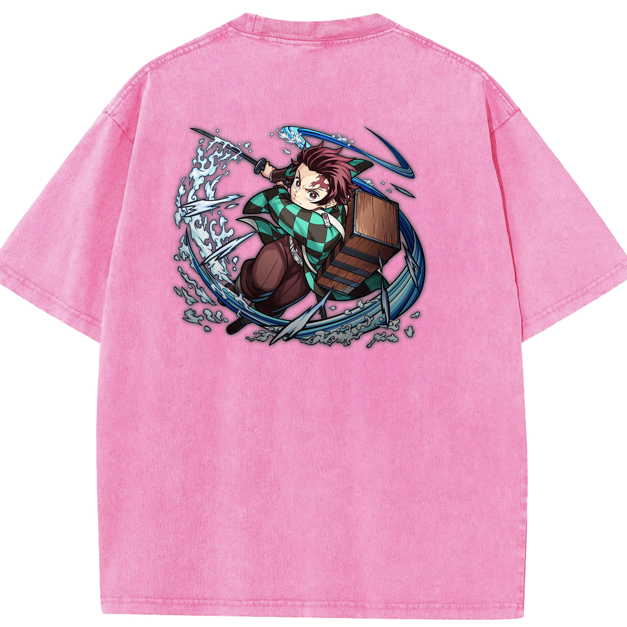 （画像用） 鬼滅の刃 竈門 炭治郎／かまど たんじろう Kamado Tanjirou 綿100% ヴィンテージ風 半袖Tシャツ（背面プリント）